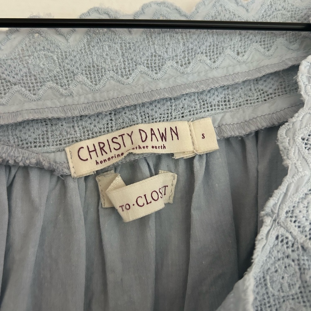 Christy Dawn Light Blue Mini Dress with Lace Trim - Picture 3 of 6